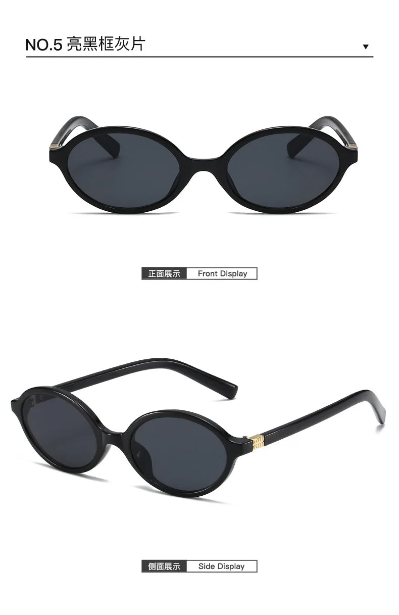 Fashion Oval Simple Literary Sunglasses Women Retro Small Frame Commuting Sunglasses Luxury Brand Design Travel Sunglasses UV400