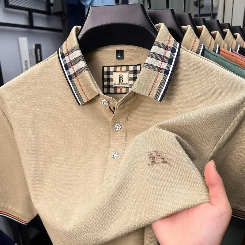 Designer fashion brand short sleeve polo shirt men summer new luxury exquisite embroidery high-end business casual Paul T-shirt