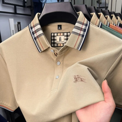 Designer fashion brand short sleeve polo shirt men summer new luxury exquisite embroidery high-end business casual Paul T-shirt