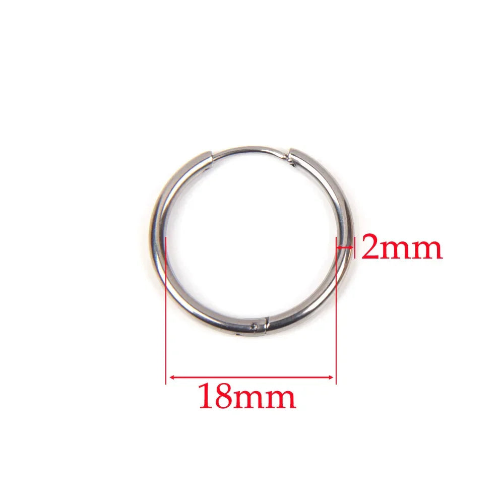 10pcs 316L Stainless Steel Hoop Earrings Women Men Punk Hiphop Circular Ear Buckle Ring Jewelry Gold Color Accessories Wholesale