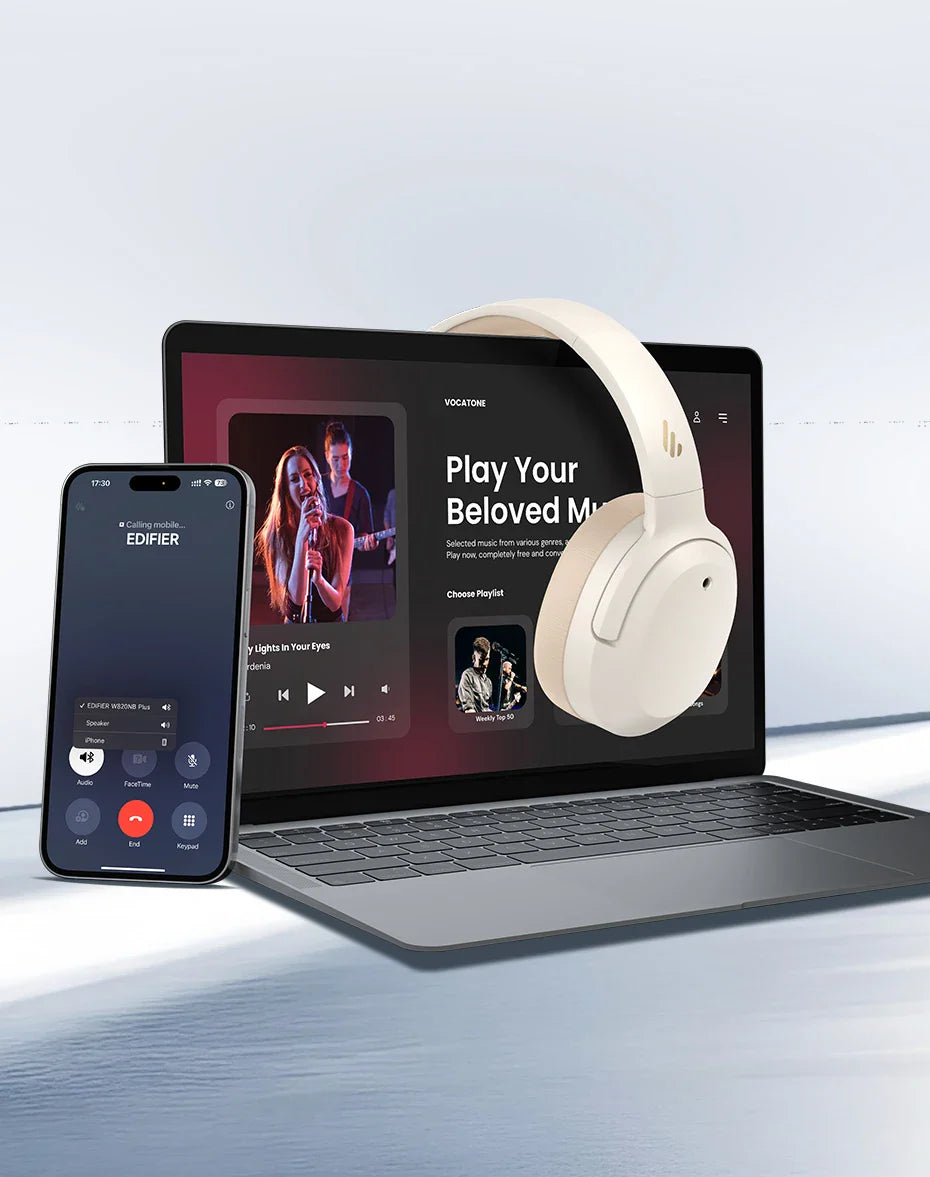 Edifier W820NB Plus(2025 Ver.) ANC Wireless Headphone Bluetooth 6.1 Over-ear Headset -49dB Noise Canelling Earphone Hi-Res Audio