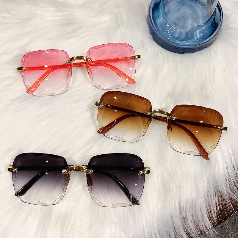 Sunglasses for Women Rimless Gradient Ocean Lens Female Male Eyeglasses