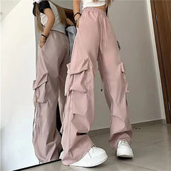 Cargo Pants Women Streetwear Loose Wide Leg Pants Harajuku Vintage Solid Baggy