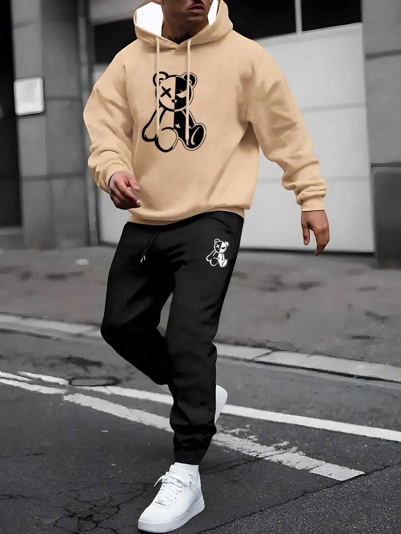 Tracksuit Sets Men's Casual Fleece Warm Hoodies Pants 2PCS Mens Long Sleeve Sport Suit Male Pullover Hoodies Sports Clothing
