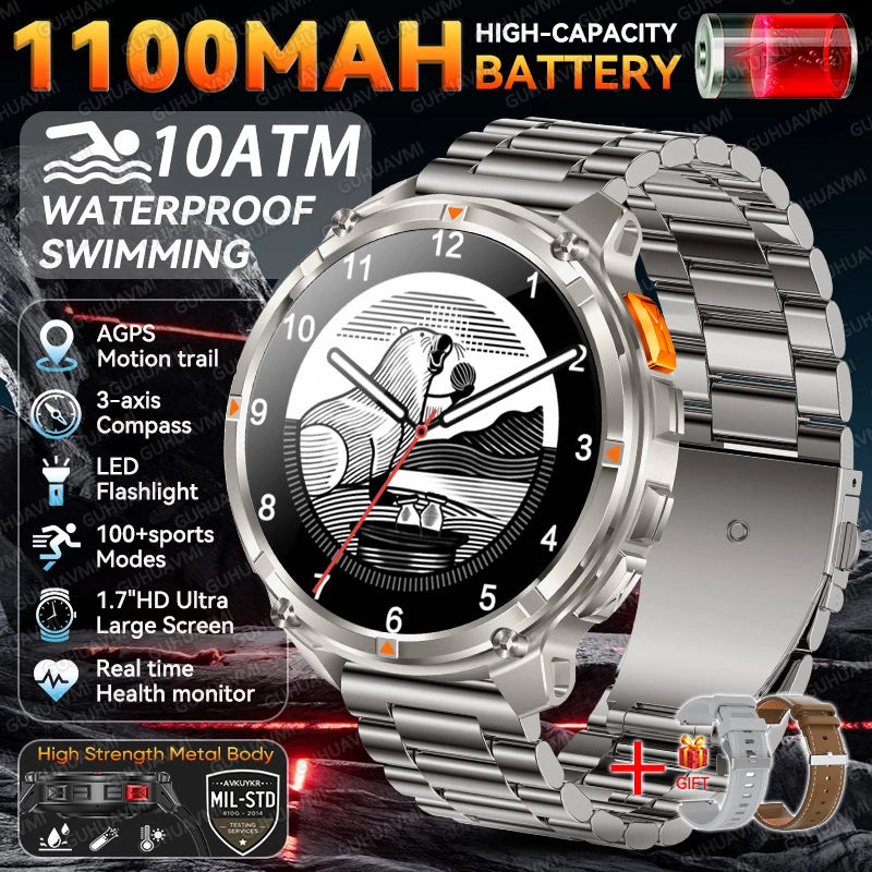 2026 New T-Rex3 Pro GPS Tracker Smartwatch Men 120-Day Standby 1100mAh Clock Rugged Outdoor Sport 10ATM Waterproof Call Watches
