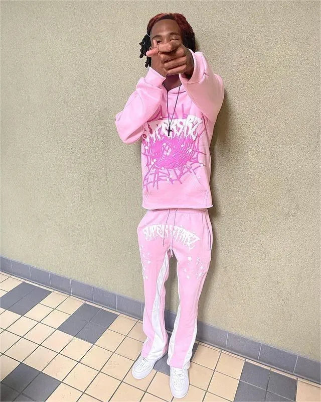 Y2K Cobweb Printed Hoodies Women Autumn Winter Harajuku Zip Up Hooded Sweatshirt