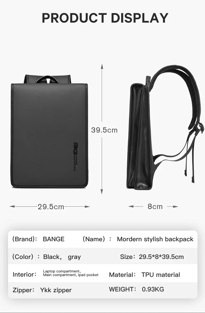 BANGE New Design Men Backpack Waterproof Fits for 14.1 inch Laptop Bag Teenager Travel Bag School Bag City Business Backpack Man