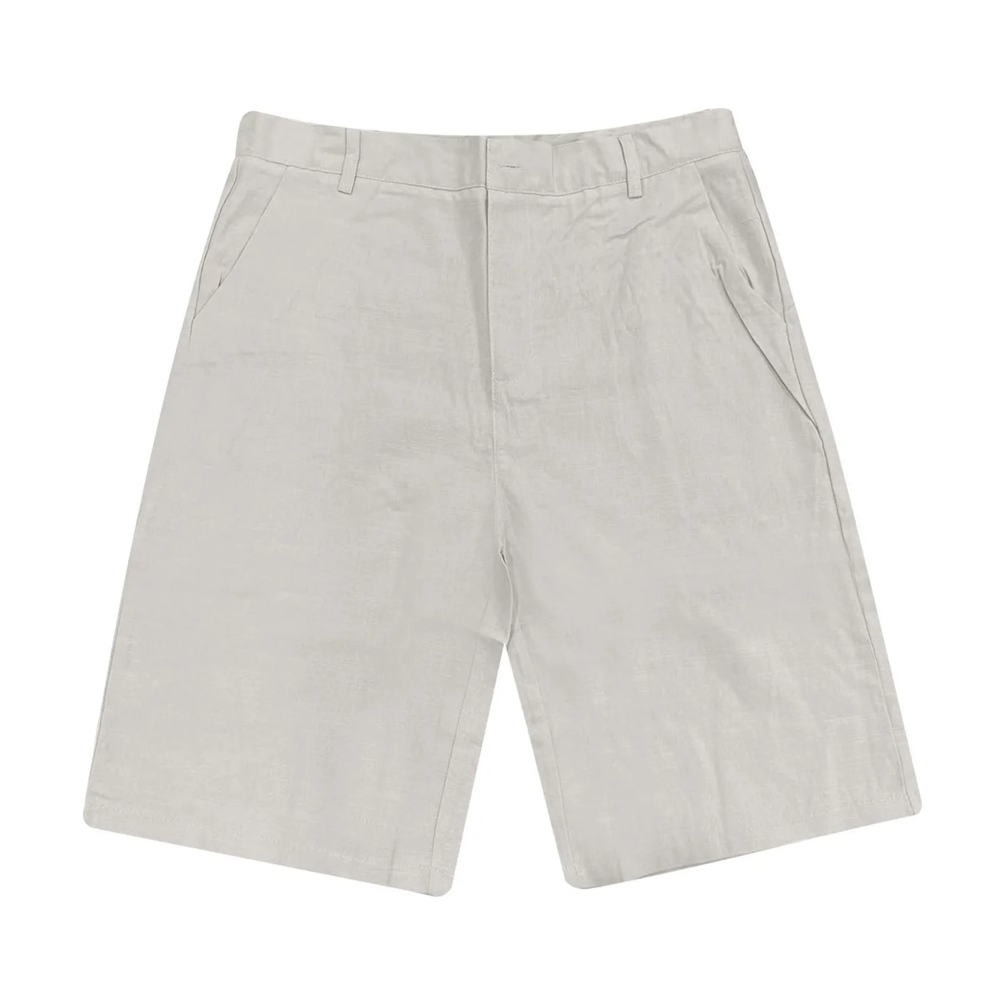 2025 Summer Cotton Linen Shorts for Men Solid Casual Button Pocket Beach Shorts Men's Comfortable Simple Vacation Leiture Pants