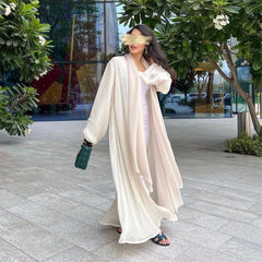 Abayas Muslim Women Satin Kimono Abaya Damen Dubai Elegant Luxury Kaftan