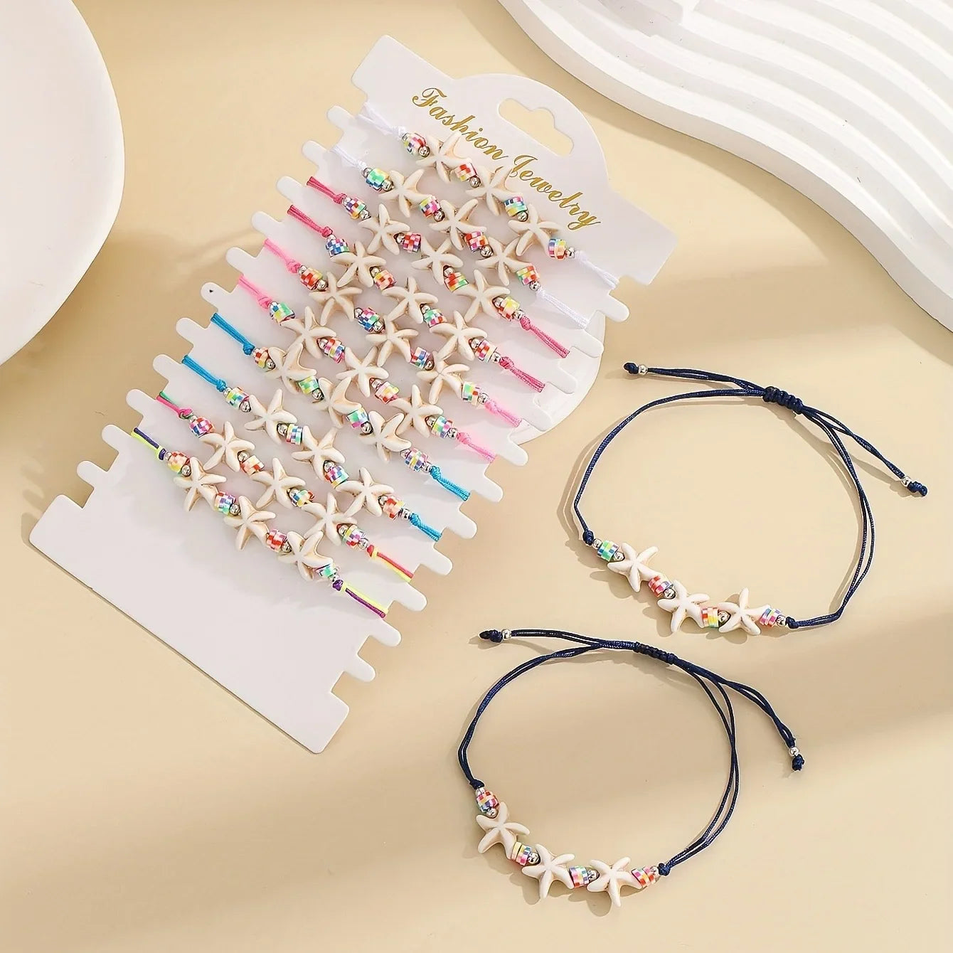 12 piece new ocean series starfish butterfly woven stretch bracelet set
