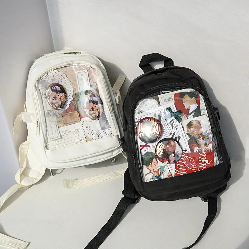Y2K Cute Mini Backpack Women Kawaii Ita Bag Sweet Girl Transparent Rucksack DIY Personality Display Knapsack Lolita Shoulder Bag