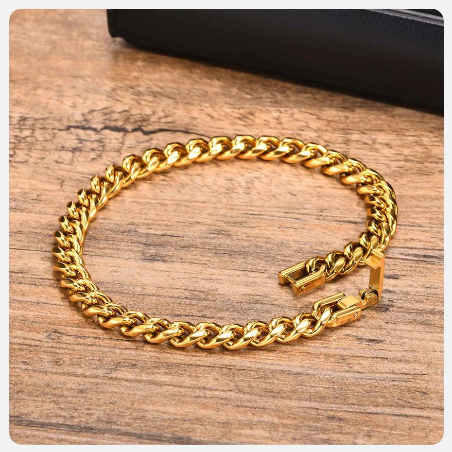 Vnox 18cm/20cm/22cm Stainless Steel Bold Cuban Bracelets for Men Women,6mm/8mm/10mm/12mm Width Miami Curb Links Wristband Gift