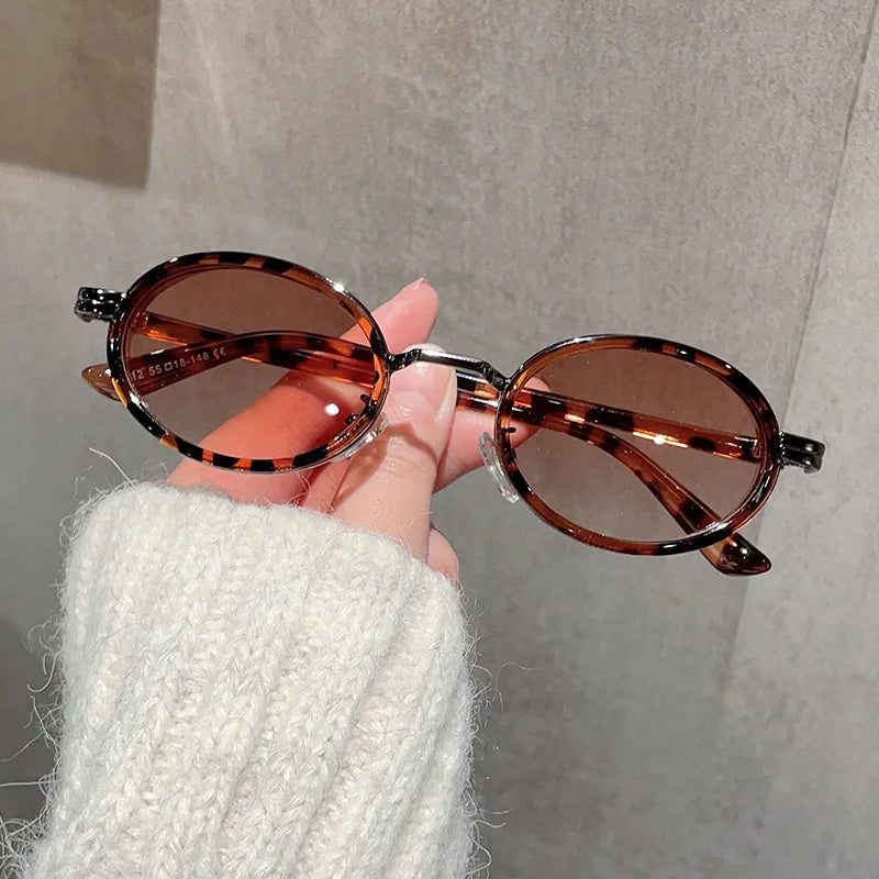Men Sunglasses Vintage Semi-Metal Women Gradient Shades UV400 Blue