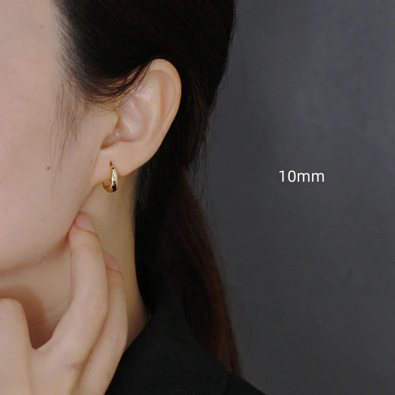 WANTME 925 Sterling Silver Simple Wide Huggies Gothic Hoop Earrings for Women European Unisex Piercing Rock Jewelry Ear Buckles