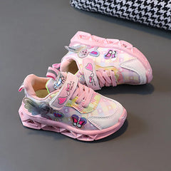 Disney Girls' Casual Shoes Led Light Shoe Leather Fashionable Children's Sports