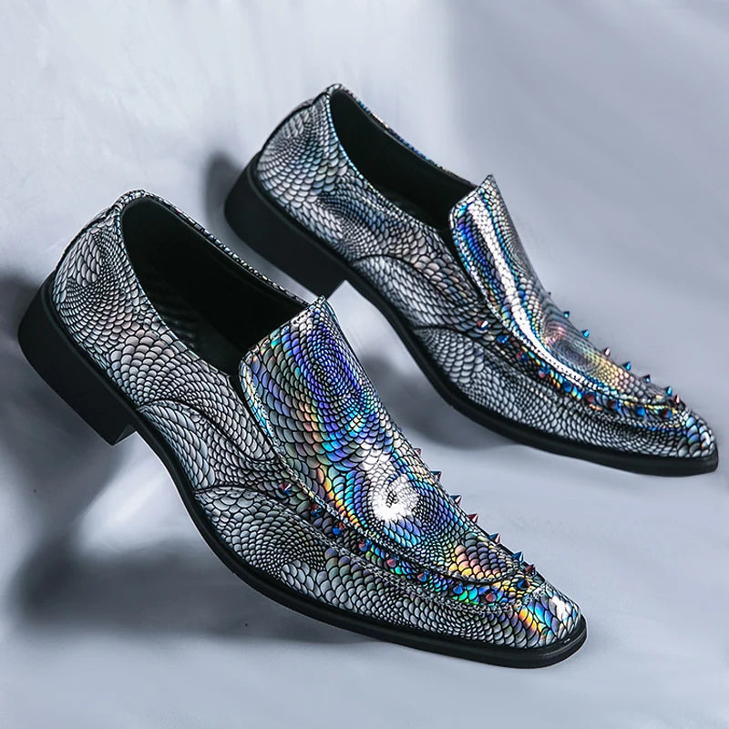 Fashion Rivet Dress Shoes For Men Slip On Party Loafers Formal Chelsea Social Shoe Male Wedding Footwear
