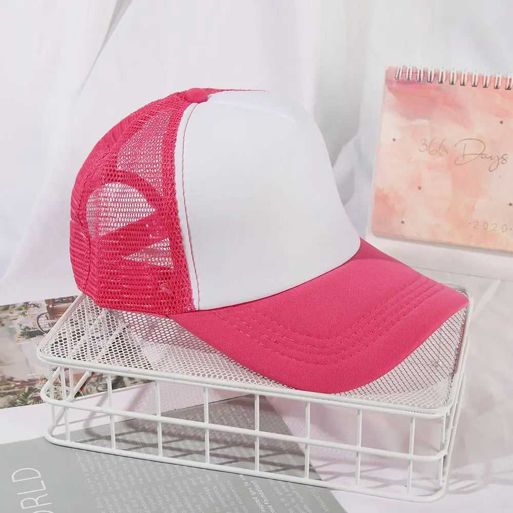 Fashion Unisex Plain Baseball Cap Adjustable Trucker Baseball Cap Snapback Mesh Curved Mens Womens Sun Summer Hat