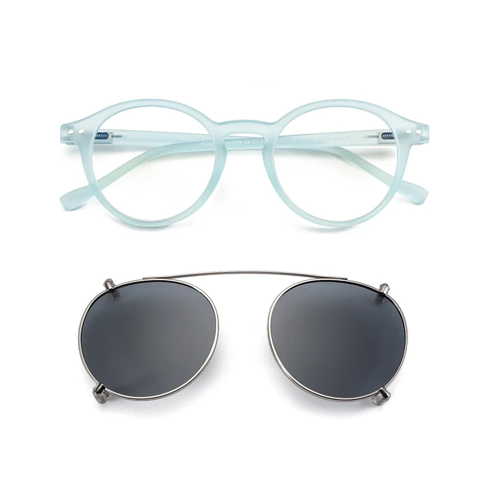 ZENOTTIC Steampunk Style Glasses (Anti Blue Light Blocking Eyewear) + Clip Lenses（Polarized Sunglasses Clips）for Women Men