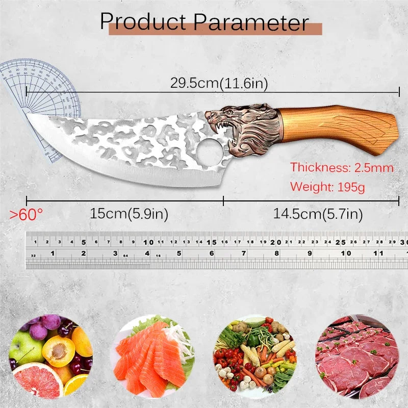 Sharp Chef Meat Cleaver Butcher Boning Knife Stainless Steel Slicing Meat Fish Fruit