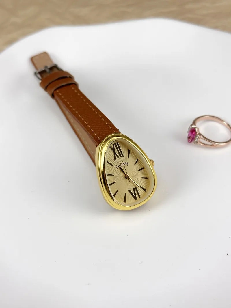 Famous Brand Women Quartz Watch Luxury Gift Ladies Snake Head Female Watch Fashion Red Leather Strap Wristwatch Dropshipping