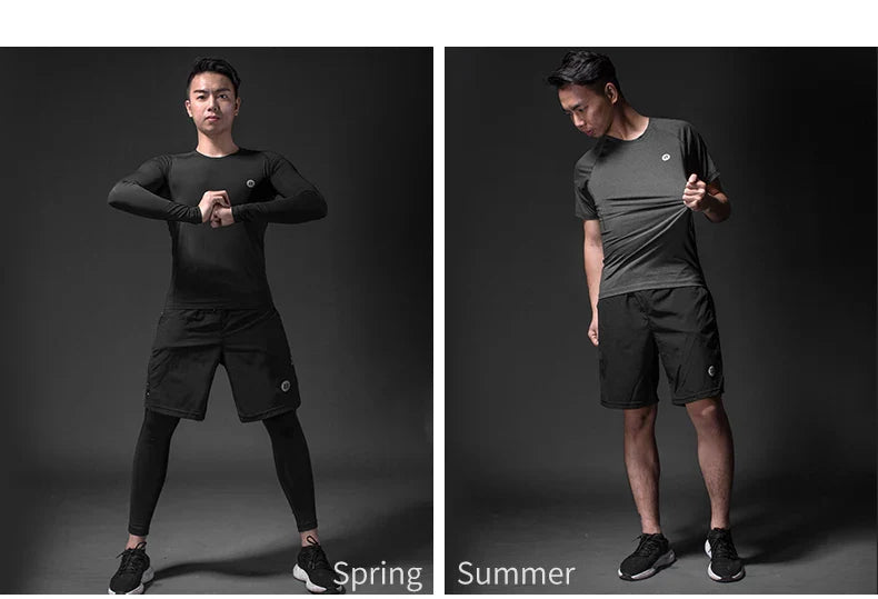 ROCKBROS Men's Tracksuit Gym Fitness Running 5 Pcs/Set Quick Dry Sweat-absorb Compression Sport Suit Clothes Jogging Sport Wear
