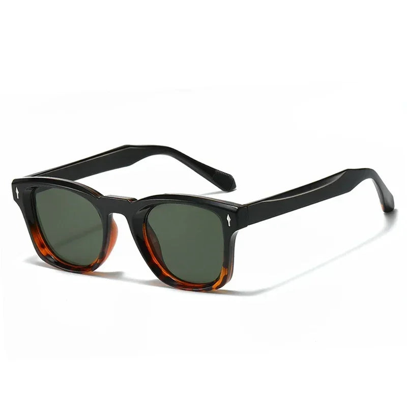 JNPCXI Retro Rivets Square Sunglasses Women Fashion Gradient Shades UV400 Men Green Black Sun Glasses