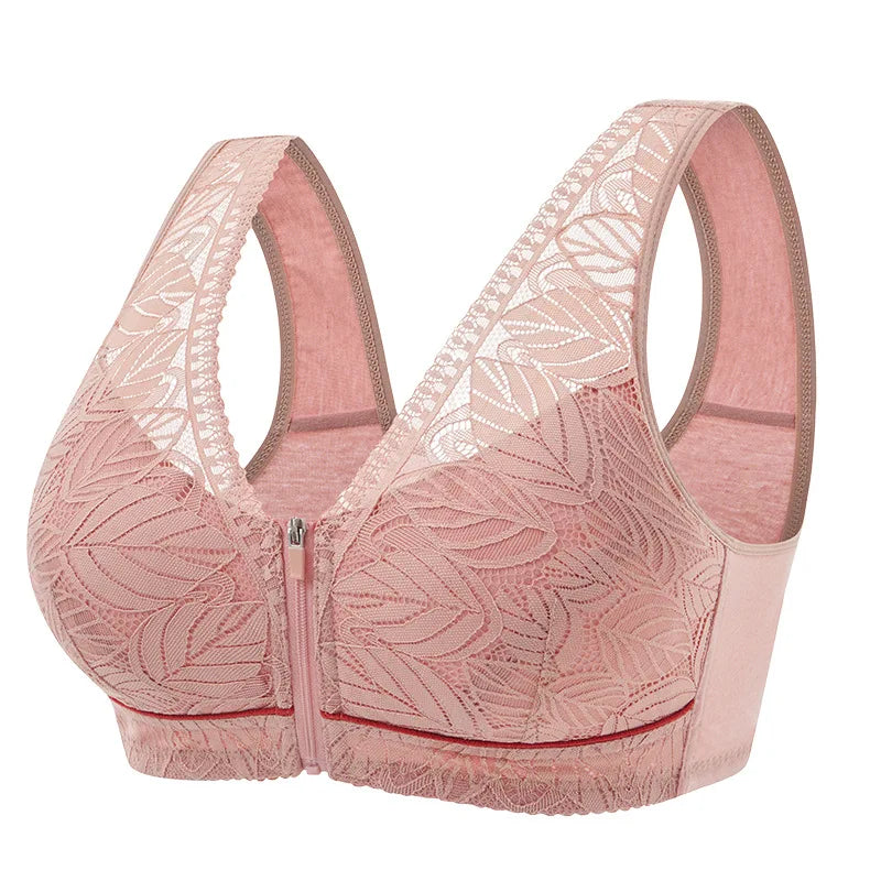 Sports yoga bra cotton cups front zipper underwear breathable women