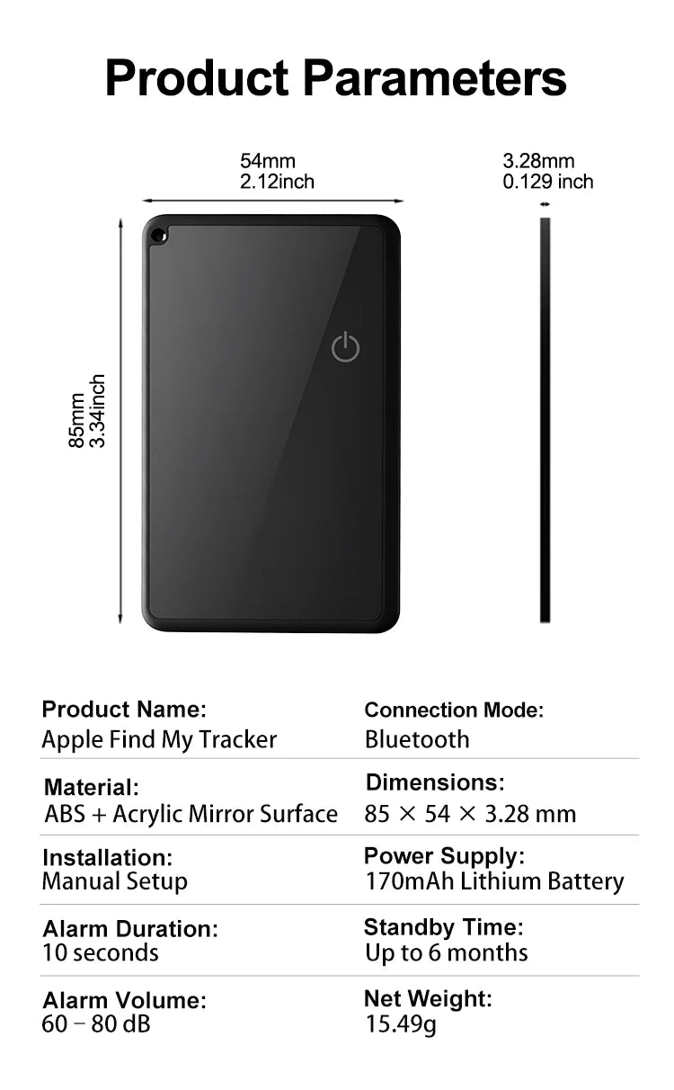 Smart Wallet tracking Card For IOS Find My App Bluetooth Tracker Ultra-thin Smart Tag Waterproof Gps Locator Wireless Charging