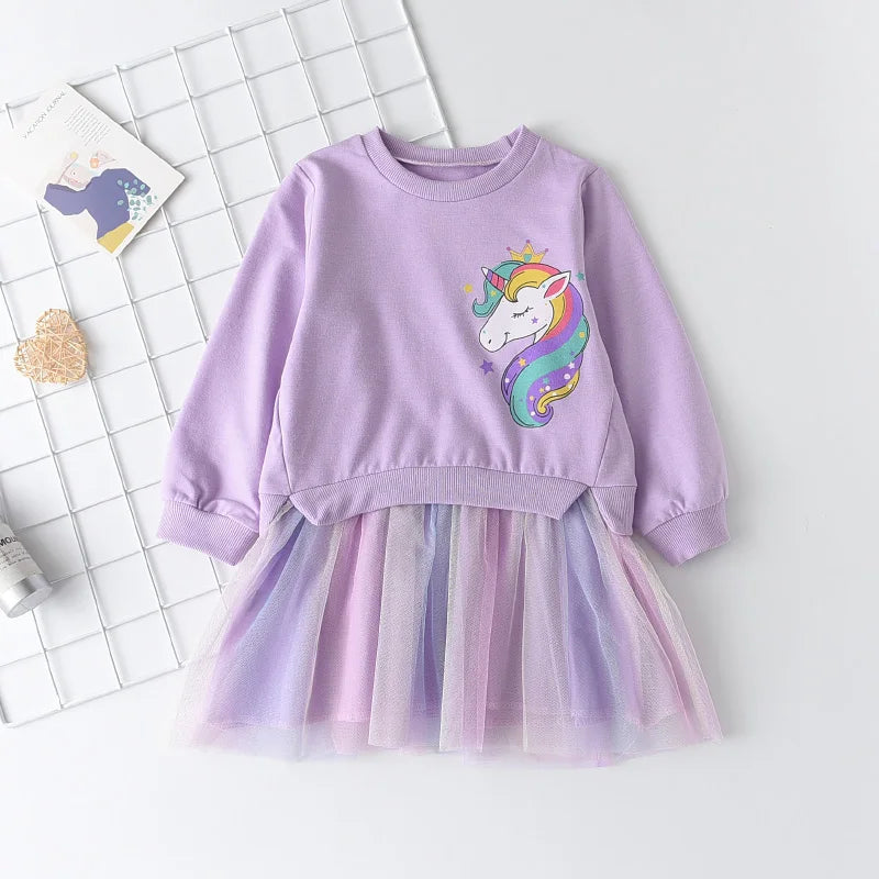 Unicorn Princess Dress Children's Spring & Autumn Season Dress