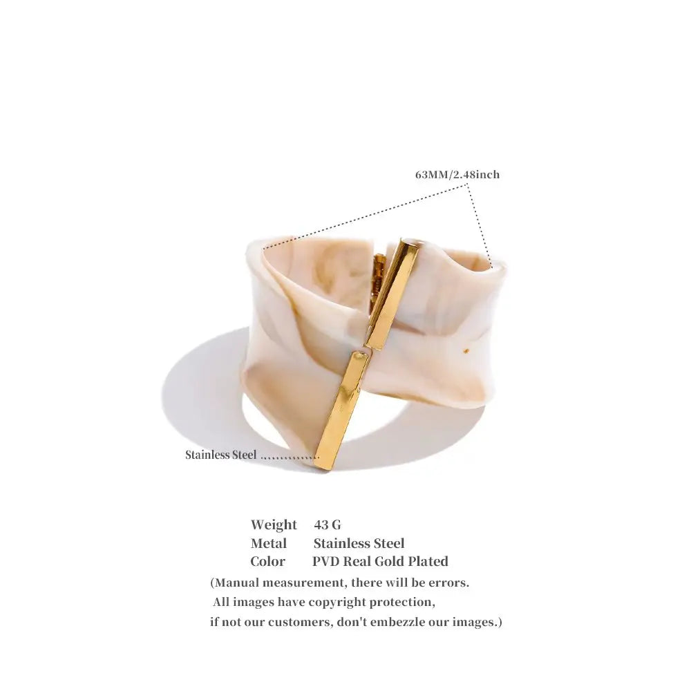 Yhpup 62mm Exclusive Design Multi-Color Acrylic Acetic Acid Wide Bracelet Bangle Stainless Steel Fashion Statement Jewelry 2025