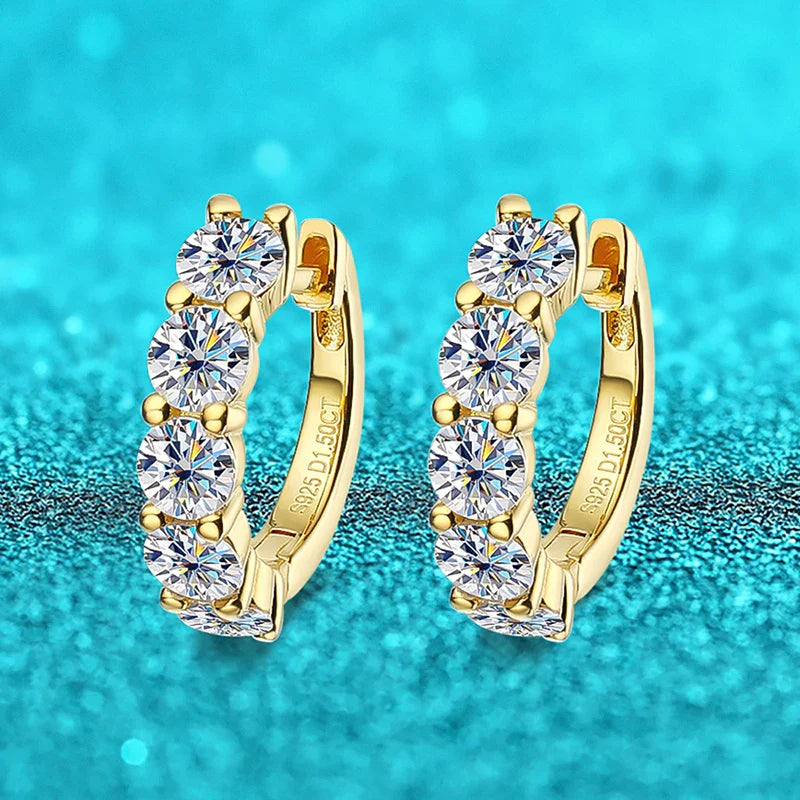 Smyoue 18k 3cttw Moissanite Hoop Earring for Women 4mm Stones D Color Sparkling Created Diamond Earring 100% 925 Sterling Silver