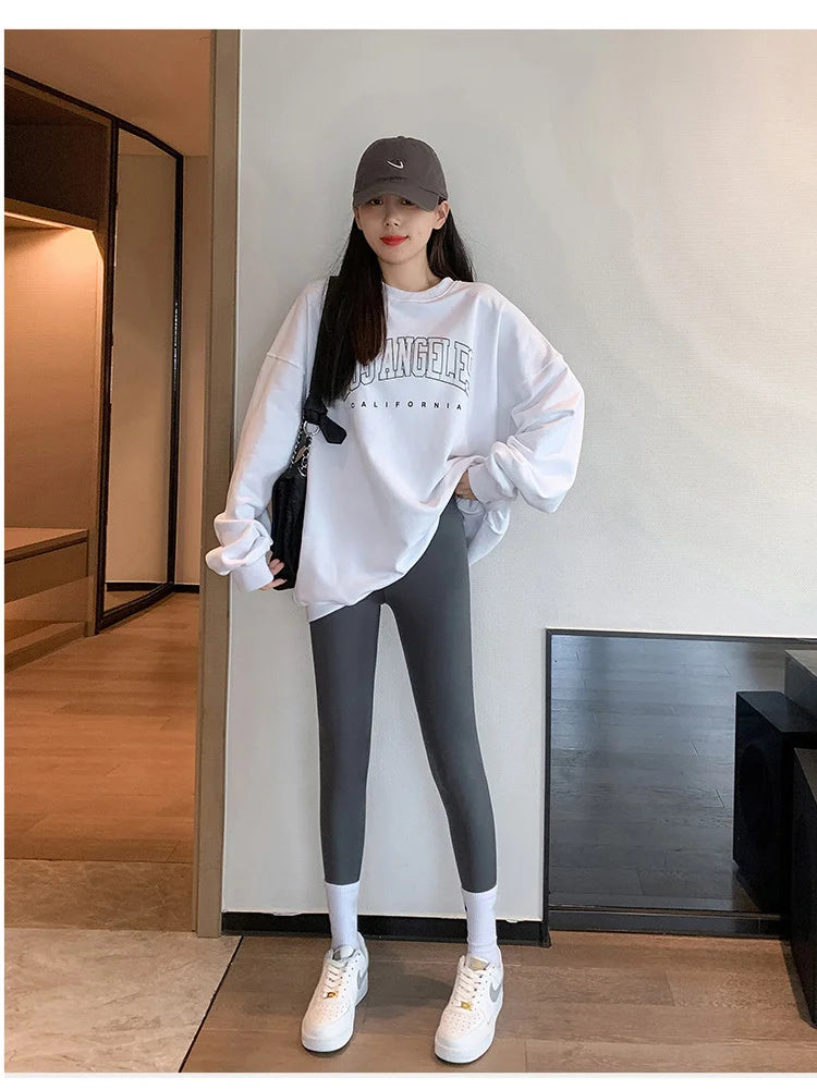 Fall Winter Brushed Shark Leggings Pants Women Seamless Feeling
