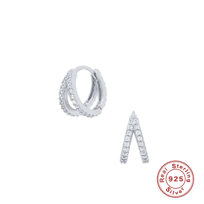 CANNER Ins Star Anise 925 Sterling Silver  Earring For Women Hoop Earrings Crystal Fine Jewelry Glossy 18K Gold Mom Gift Trend
