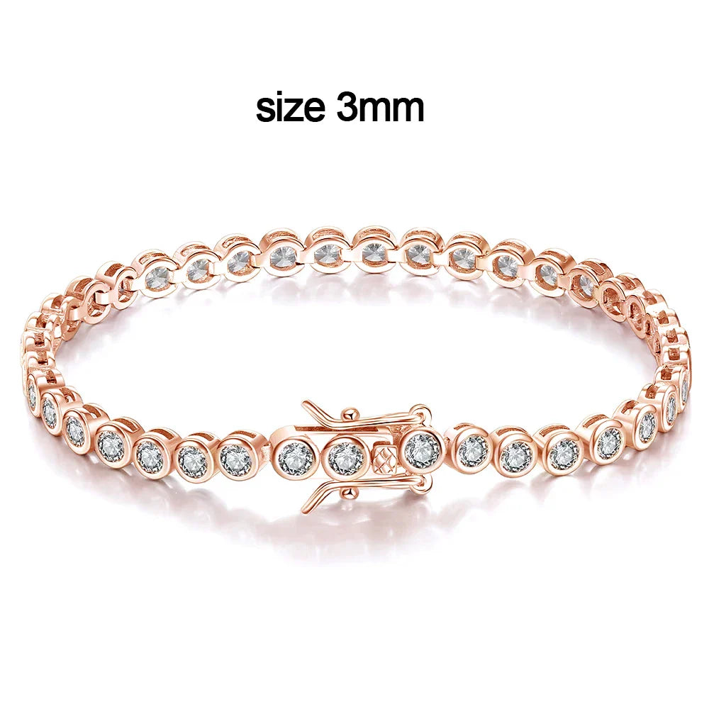 KNOBSPIN D VVS1 Round Moissanite Tennis Bracelet Original s925 Sterling Silver Plated 18k Gold with GRA Bracelets for Women Man