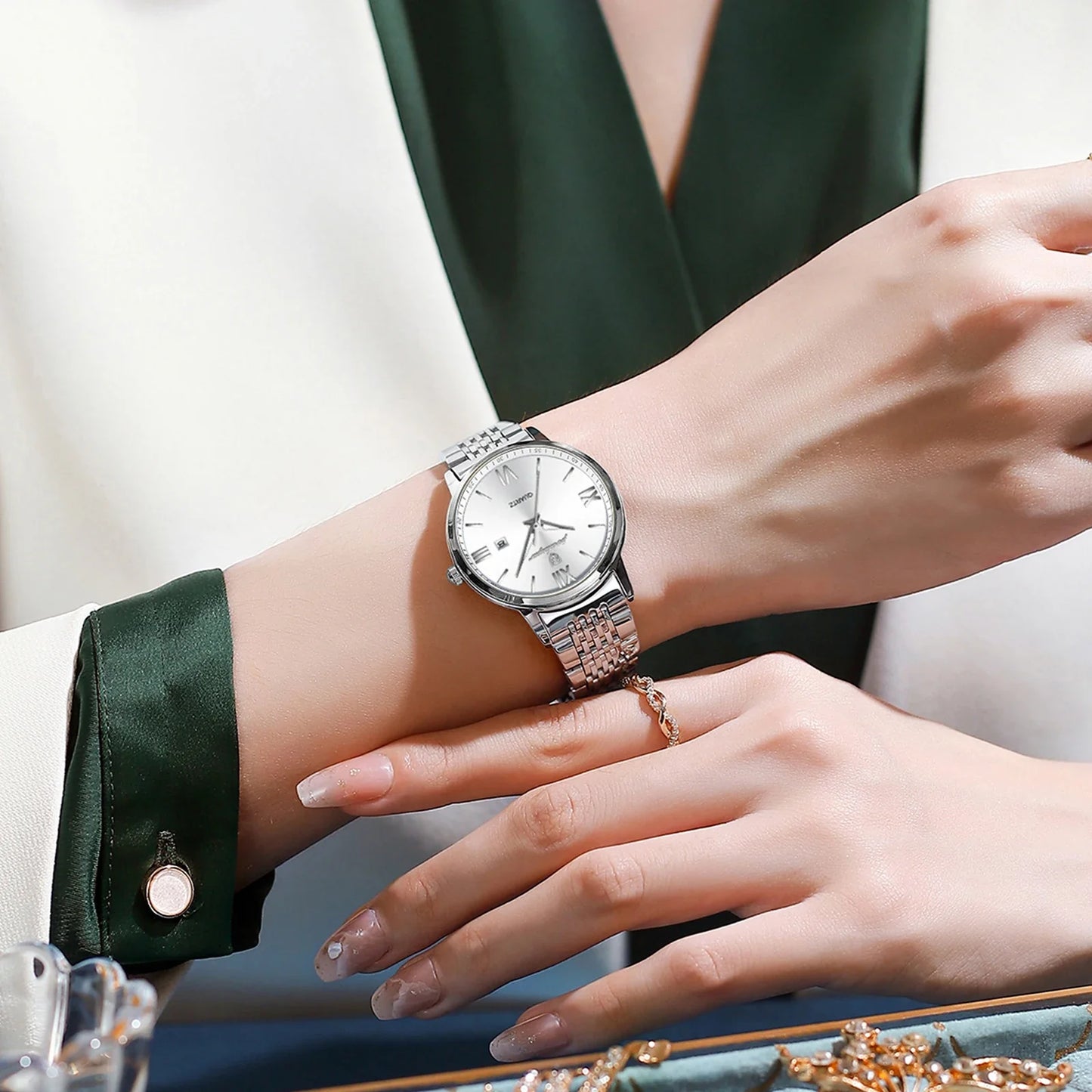 POEDAGAR Original Fashion Watch For Woman Waterproof Luminous Date Ladies Watch Stainless Steel Quartz Business Women's Watches