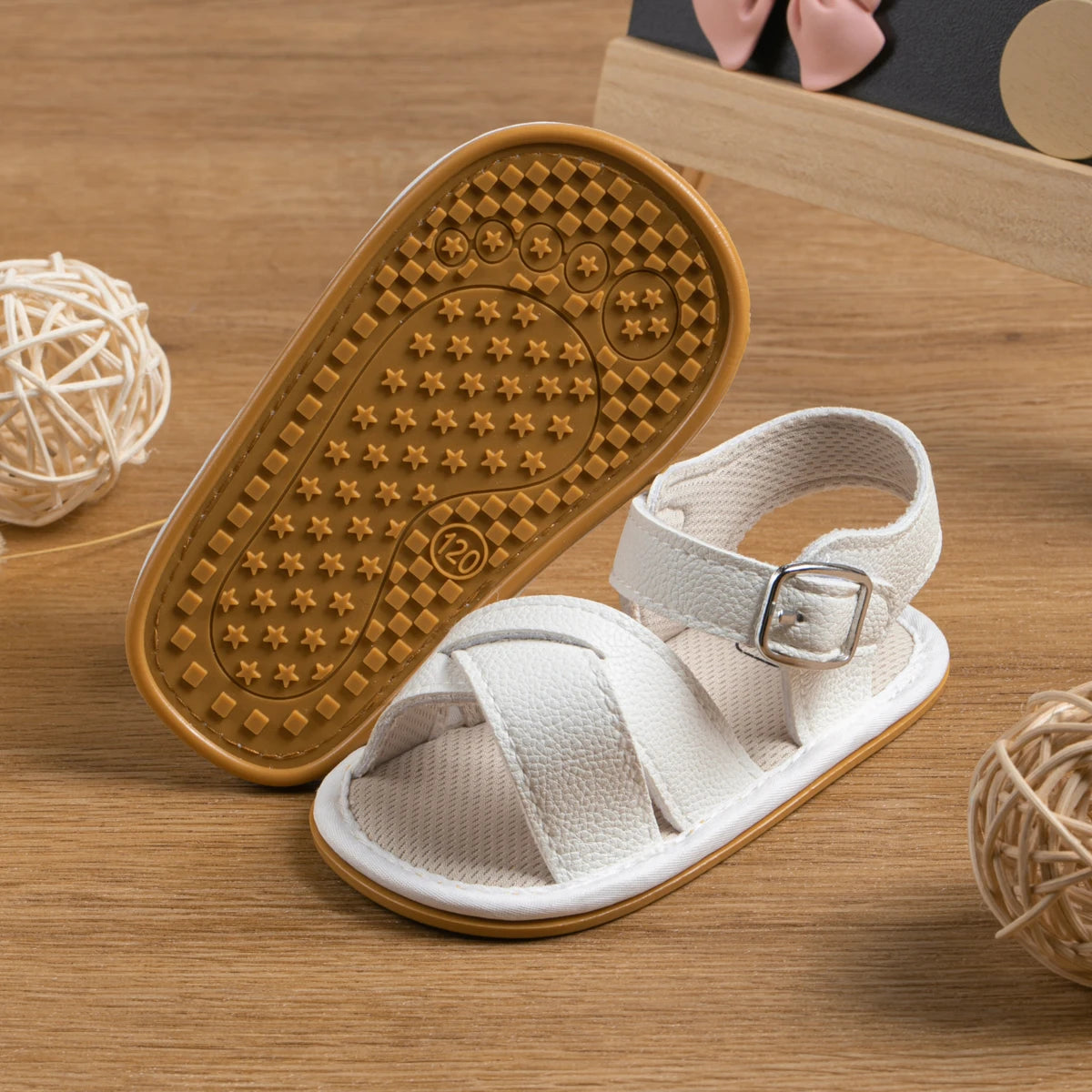 Baby Sandals Flats Leather Girls Boys Toddler Soft Rubber Sole Anti-Slip First Walker