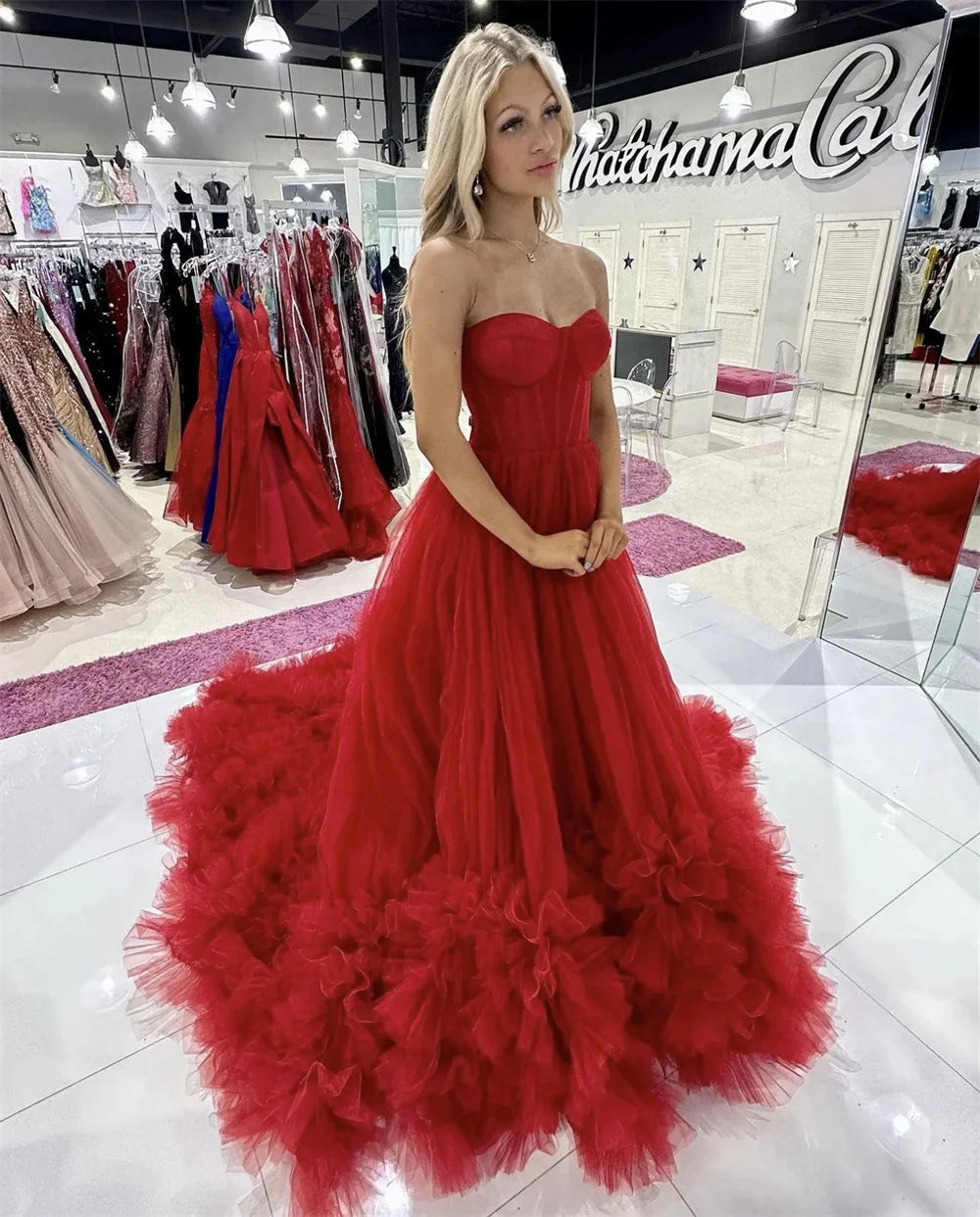 Homecoming Dresses: Princess Red Prom Dress Sweetheart Ball Gown