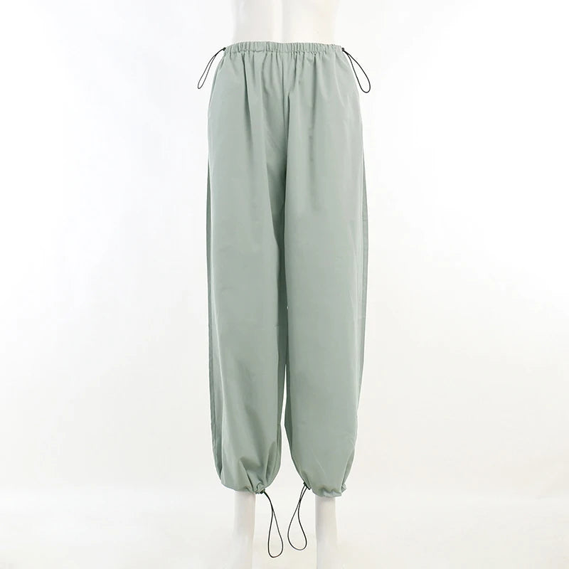 Y2k Cargo Pants Women Low Waist Drawstring Sweatpant Streetwear Vintage Baggy