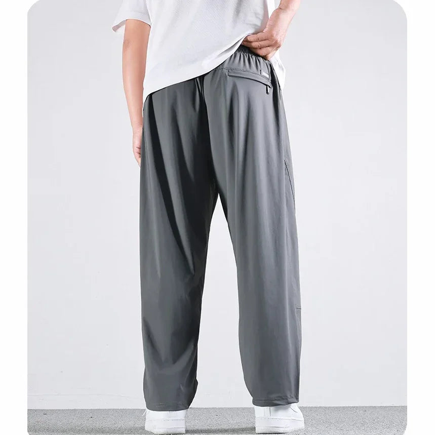 Men's Ice Cool Long Pants Big Size 8XL 9XL 10XL 50-175kg Straight Cut Plus Size