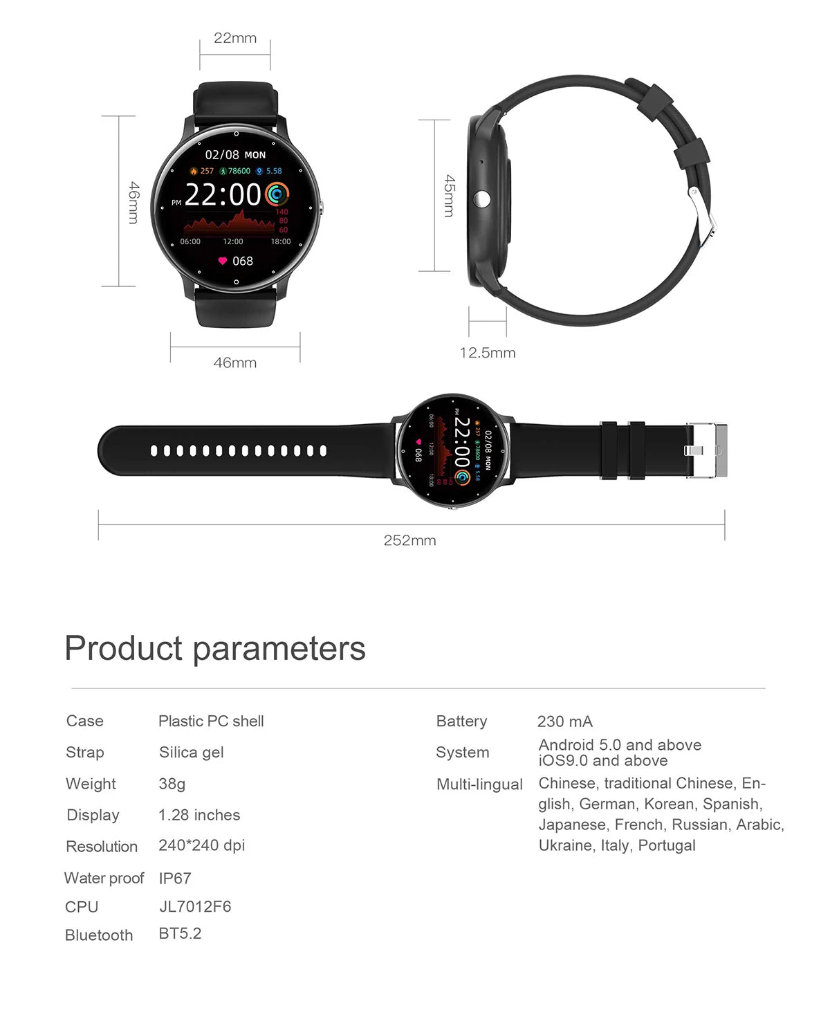 MISIRUN Bluetooth Call Smart Watch For Men Women 24H Heart Rate Monitoring Sports Fitness Tracker IP67 Waterproof Smartwatch New