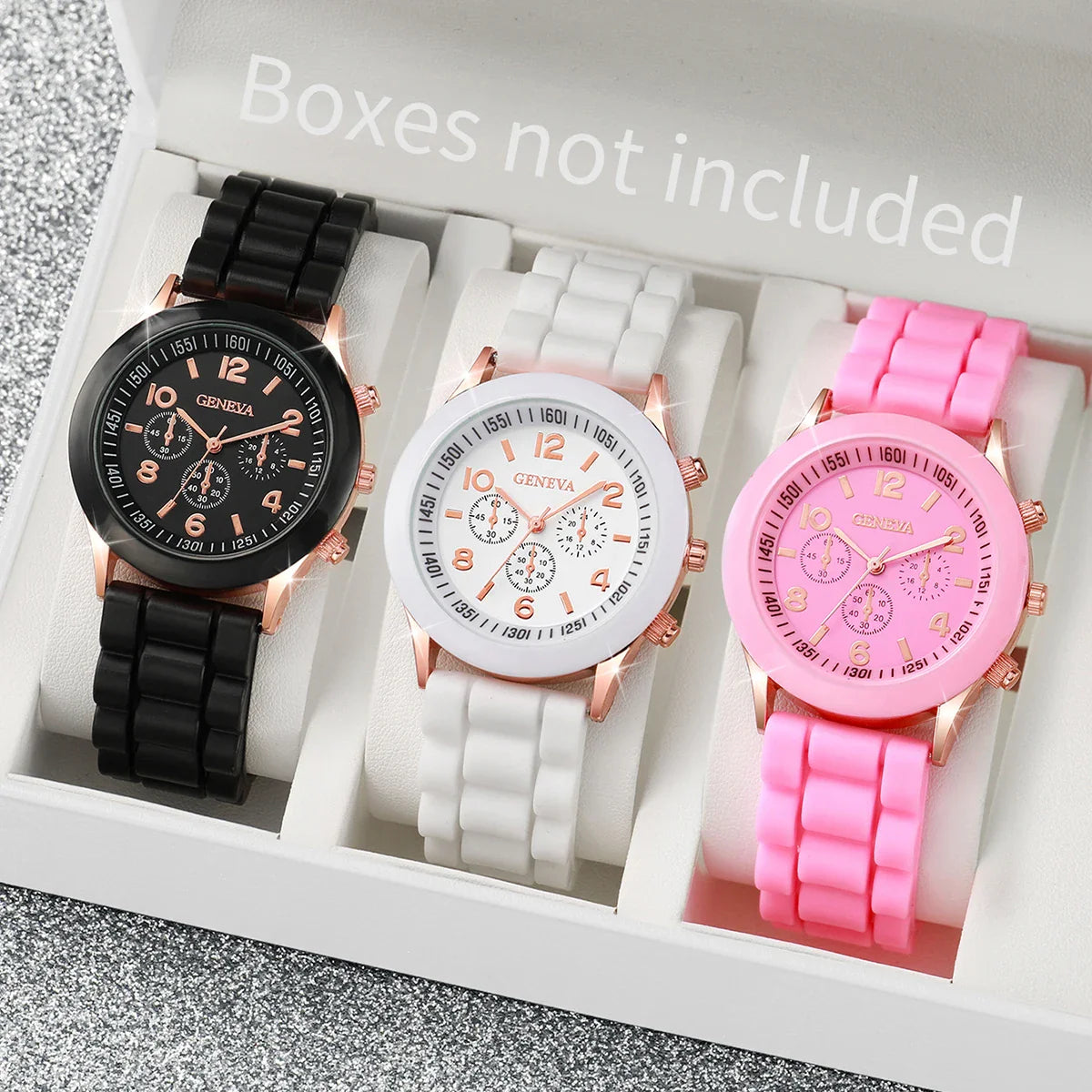 2/3PCS Women Watches Fashion Arabic Dial Silicone Band Quartz Watch Set（Without Box）