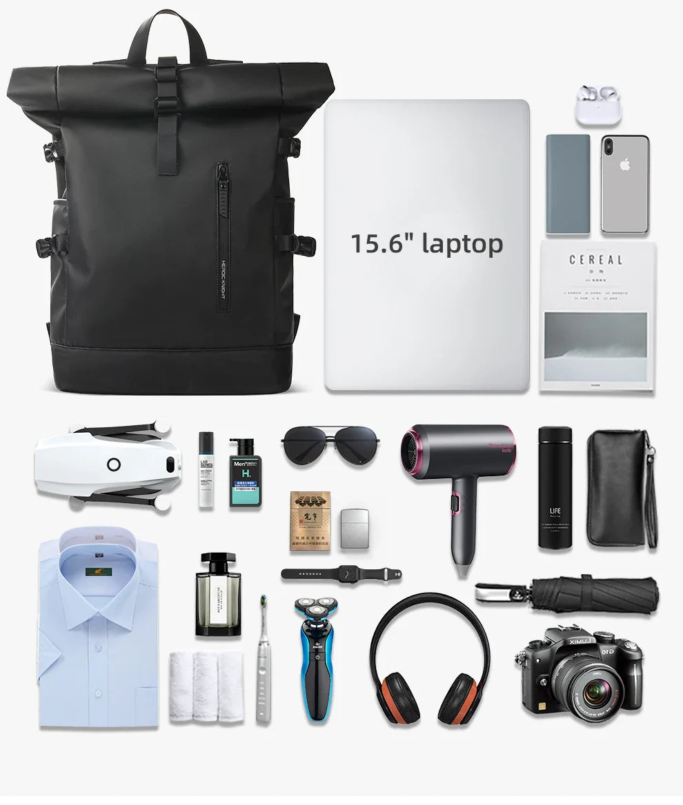 HK Expandable Travel Backpack Men Large Capacity Waterproof 15.6” Laptop Bag Hiking Rucksack Cycling Daypack Bag with USB Port