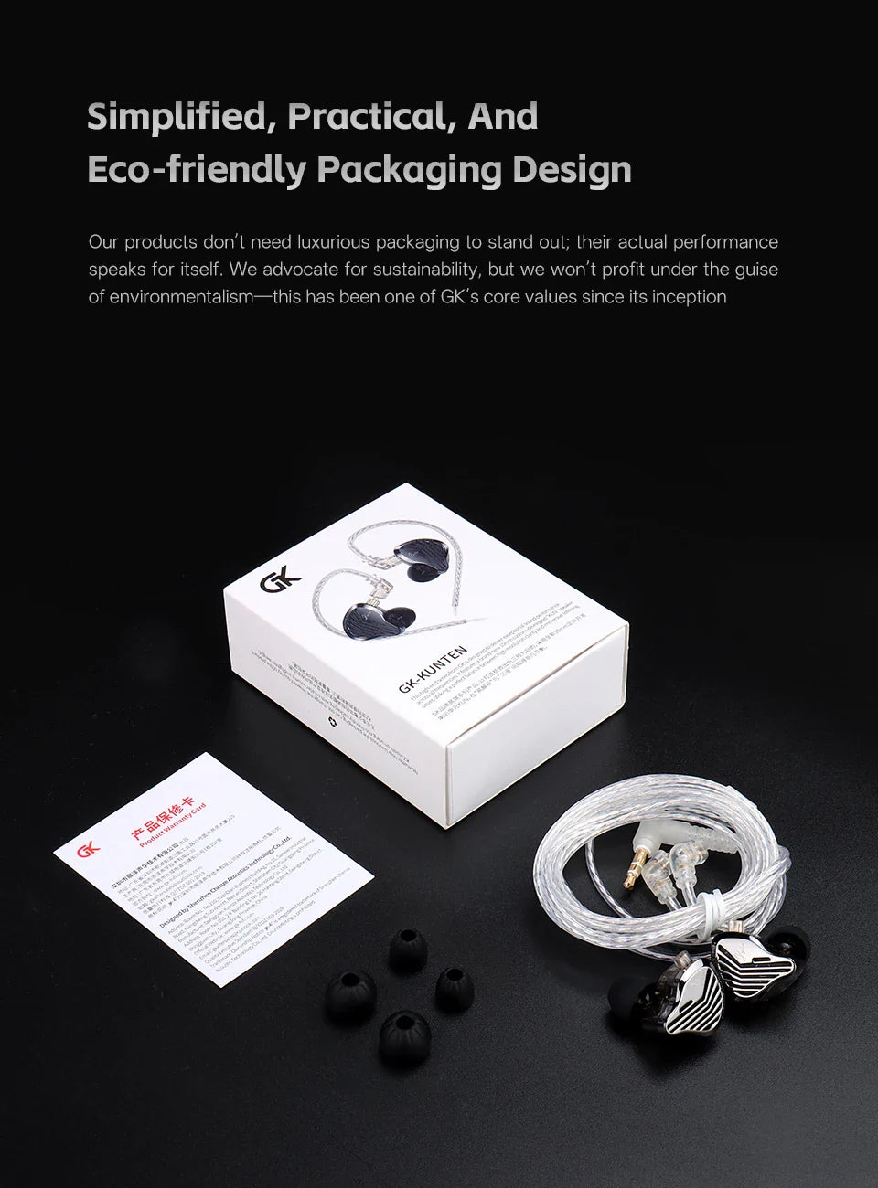 GK KUNTEN Dynamic Drive Headphones HIFI Heavy Bass Earbuds Sports Metal Headphones Detachable Headphones 2PIN KZ Zenith EDX