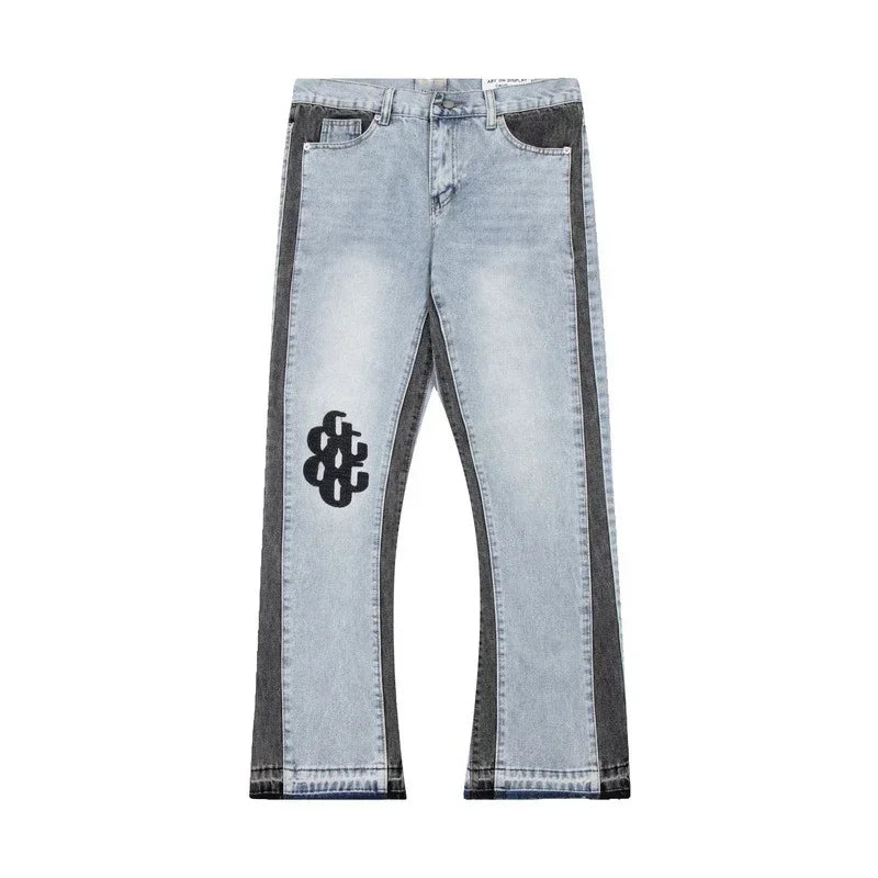 high street splashed ink ripped patchwork jeans for men and women trendy