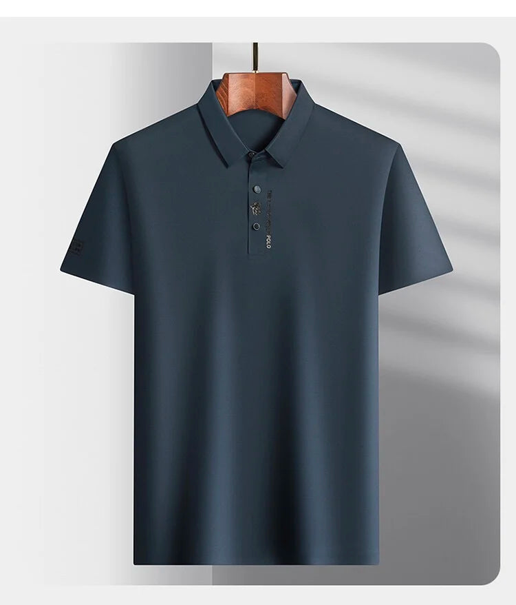 Brand high-end ice silk short sleeved men's POLO shirt 2024summer fashionable embroidery design top breathable and cool T-shirt