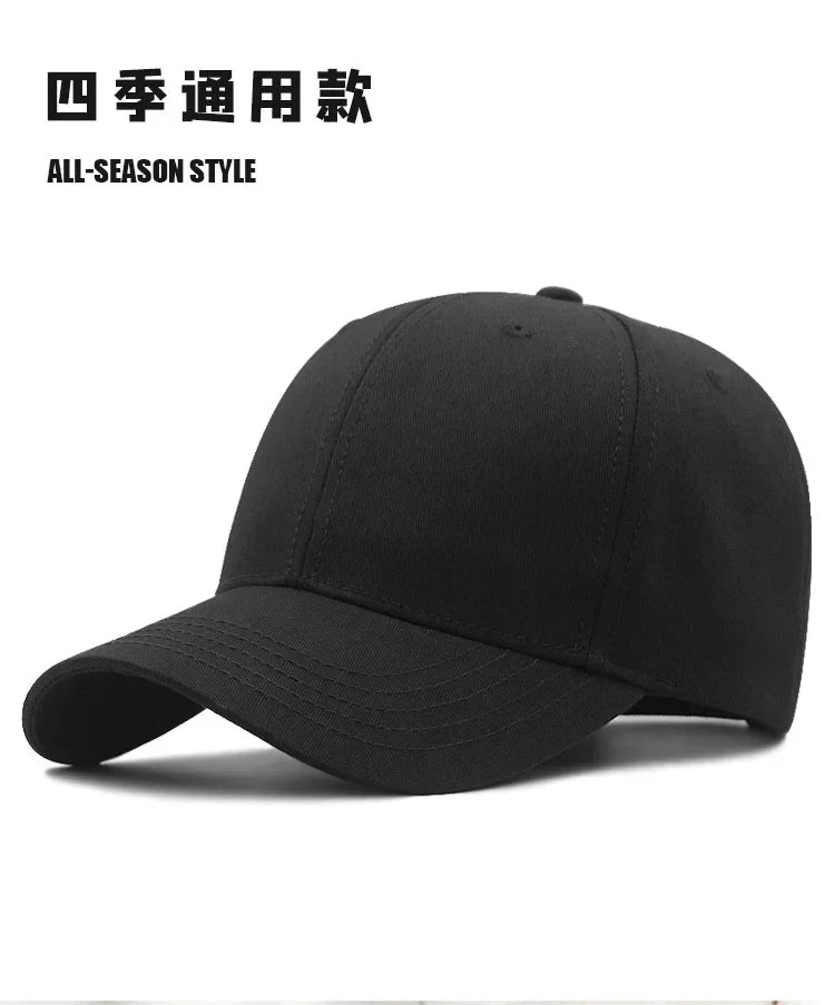 Hard Cotton Big Size Baseball Hat Woman Solid Color Sun Cap Hiphop Man Plus Size