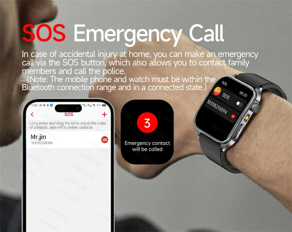 2026 New Smart Watch laser therapy health conditioning Blood oxygen Pressure Uric Acid Blood lipid ECG Smartwatch for Man Women