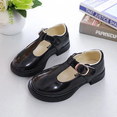 Children Leather Shoes for School Party Black White Girls Dress Shoes Kids Leather