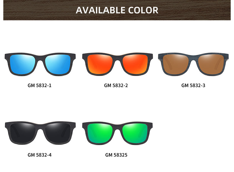 GM Natural Bamboo And Wooden Sunglasses VIP Manual Polarized Glasses Luxury brand Environmental Degradable Glasses Gift Box
