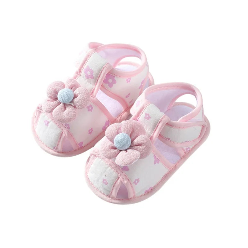 Baby Girl Shoes First Walkers Newborn Learning Walking Shoes Flower Decoration Soft Bottom Sandals With Headband Princess Shoes